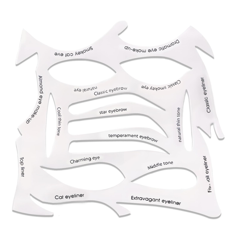 White Makeup Stencil Kit With Multiple Shape Options For Eyeliner Eyebrow Eyeshadow,