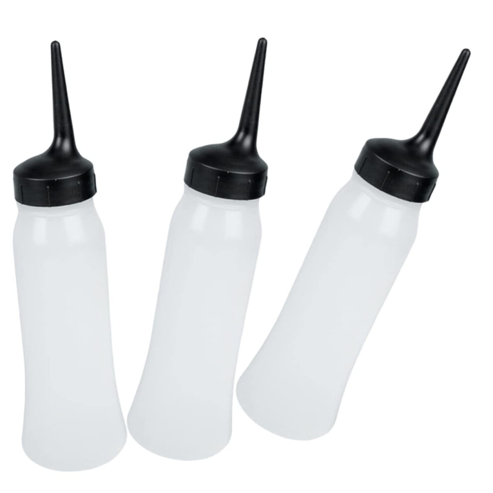 3pcs Refillable Hair Dye Applicator Bottle Set with Precise Flow Control for Salon Coloring