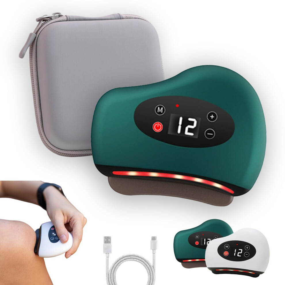 Plantar Fasciitis Massager 4in1 Heated Muscle Scraper with Red Light and Vibration Therapy Green