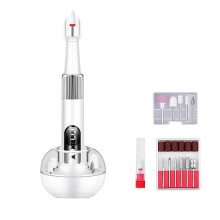 Electric Nail Polish Remover with LED Light, USB Rechargeable, Gentle Pads, White Cordless Design