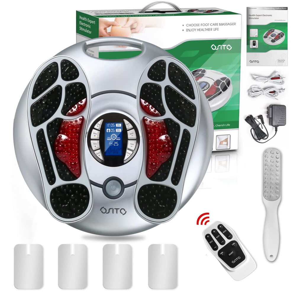 EMS Foot Massager for Neuropathy and Circulation with TENS, 25 Modes, Remote, 4 Pads, FSA HSA Eligible