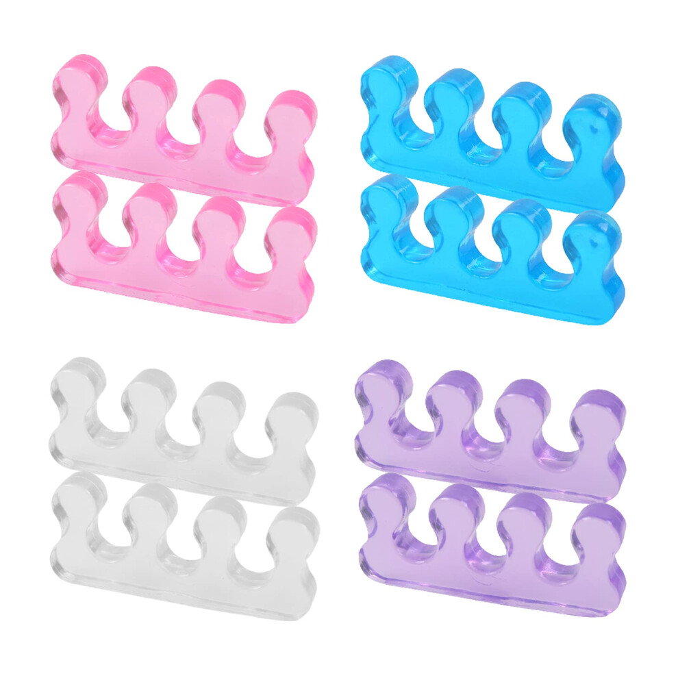 Toe Separators Gel Toe Spacers for Nail Polish Pedicure, Pain Relief, 4 Colors (4 Pairs)