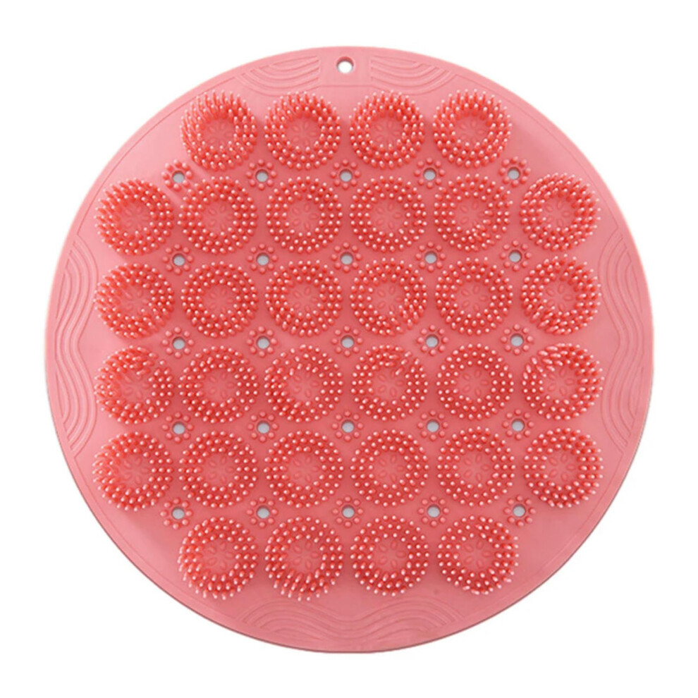 Silicone Bath Scrub Mat with Suction Cups for Hands Back Cleaning and Deep Foot Exfoliation â Red