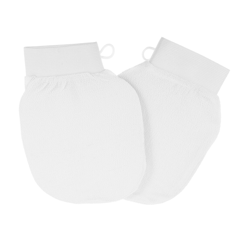 2pcs Exfoliating Bath Glove for Gentle Full Body Skin Exfoliation White Rayon Shower Mitt