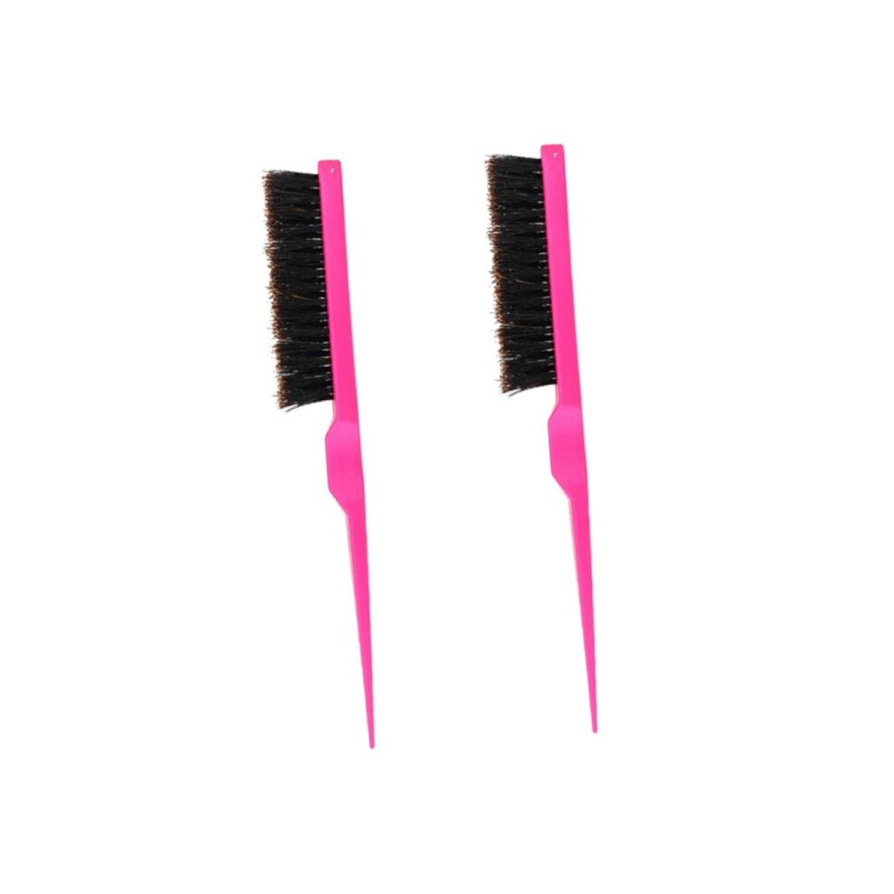 2pcs Bristle Hair Comb and Scalp Massager Brush for Detangling Curly Hair with Pointed Tail