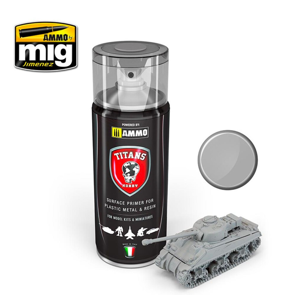 Ammo By Mig Titans Hobby 102 Light Grey Matt Primer 400Ml Model Spray Paint Can 7426842918861