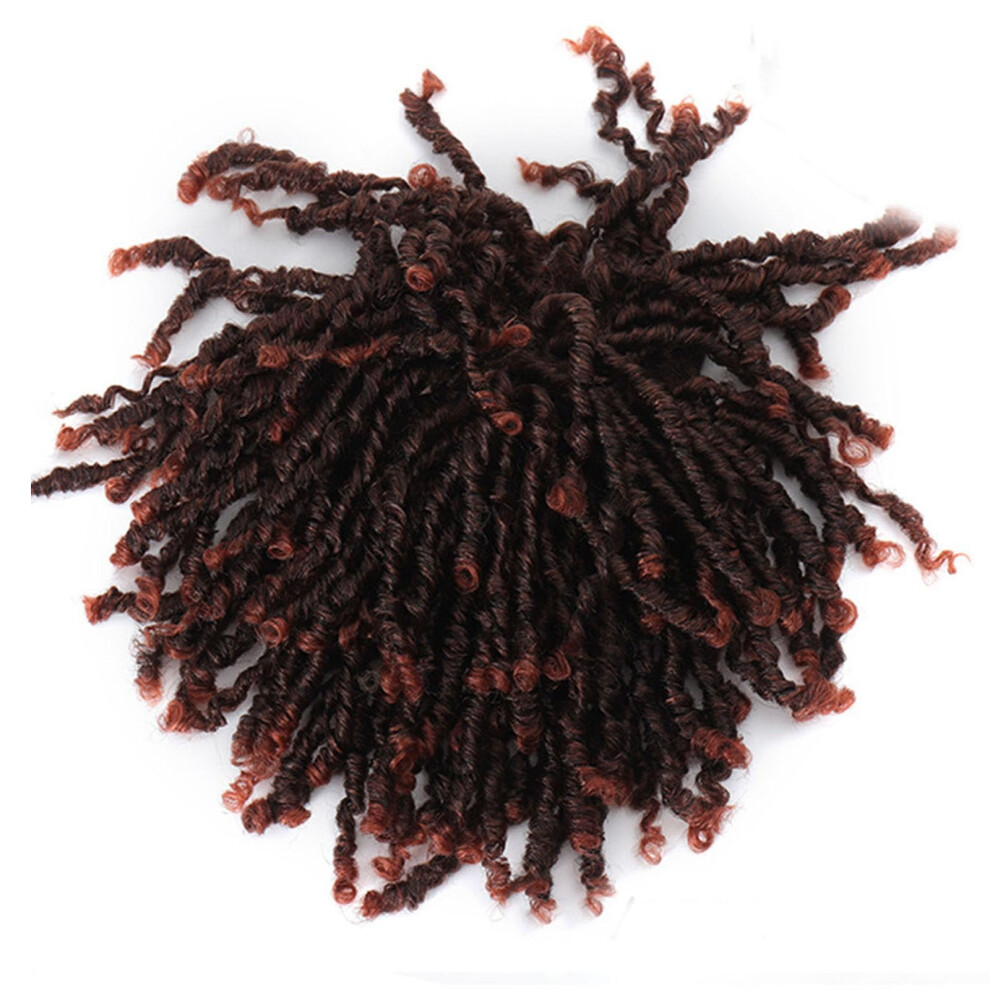 Unisex Orange,Black Synthetic Hair Topper Clip In Dreadlock Curly Wig Natural Coverage Ombre Black Orange Lightweight