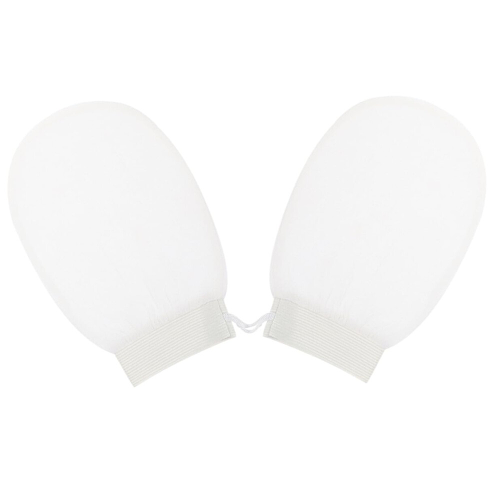 White 2Pcs Exfoliating Shower Gloves Rayon Bath Scrubber Mitts For Gentle Dead Skin Removal And Smooth Body Cleansing