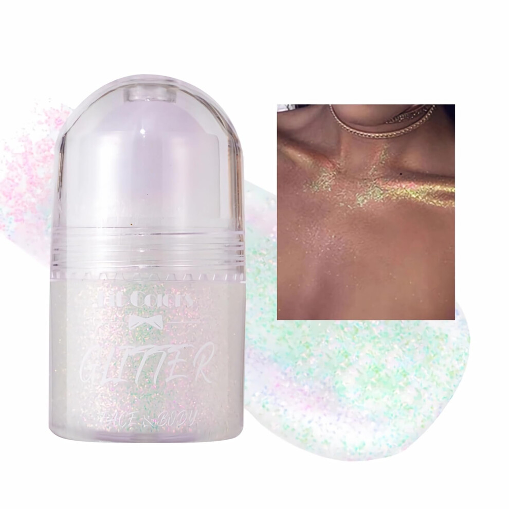 Roll On Glitter Gel with Holographic UltraFine Shimmer, Festival Face and Hair Glitter, 8 Colors (02#)