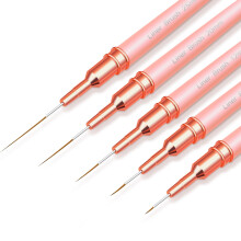 Nail Art Brush Set 5Pcs Pink Liner Brushes for Gel Polish Precision Detailing with Protective Caps