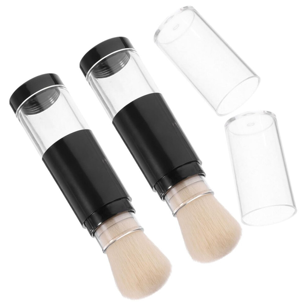 Travel Makeup Brush Set with Soft Synthetic Bristles and Refillable Powder Container for Blush