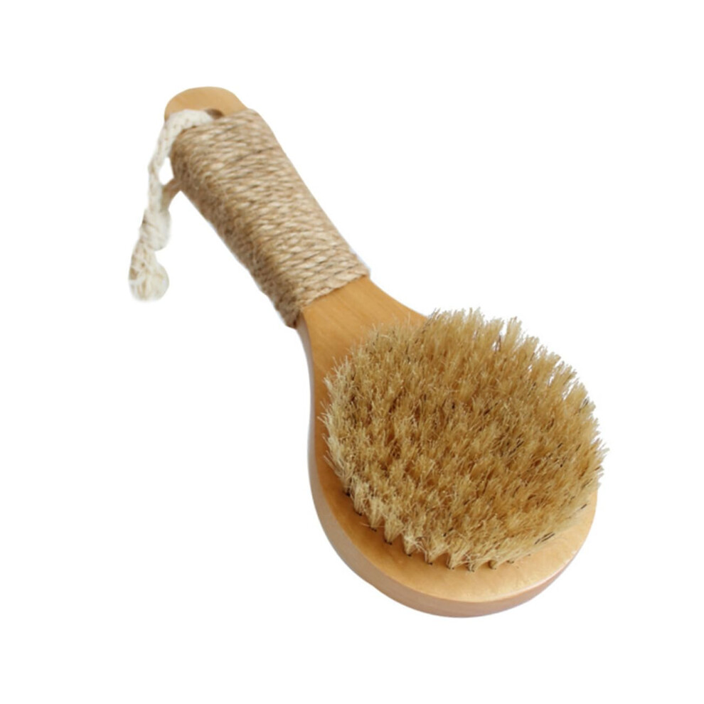 Body Brush with Natural Boar Bristles, Exfoliating Bath Brush for Gentle Skin, Back Scrubbing and Massage