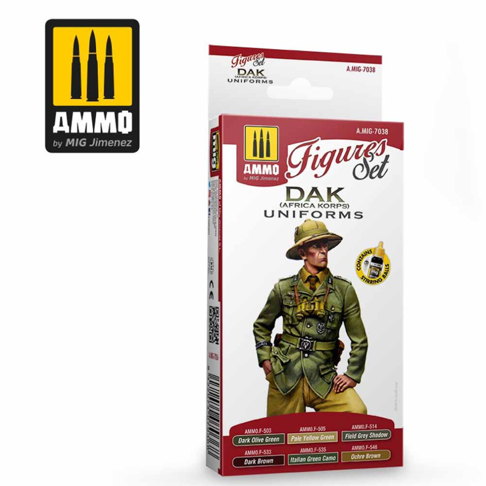 Mig Ammo By Dak Uniforms Afrika Korps Figures Set Acrylic Colors Set 17Ml A.-7038