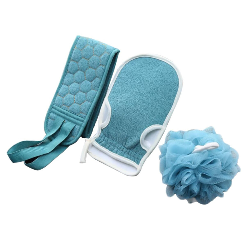 Exfoliating Bath Set with Back Scrubber Strap and Sponge for Deep Cleansing Lake Blue-image-OPC-PRCKYJX-NEW