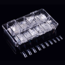 500pcs Clear French Acrylic Nail Tips Set Half Cover ABS False Nails with Box and Complete Size Range