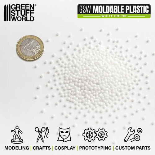 Green Stuff World Moldable Thermoplastic Beads - White 100g6330 1