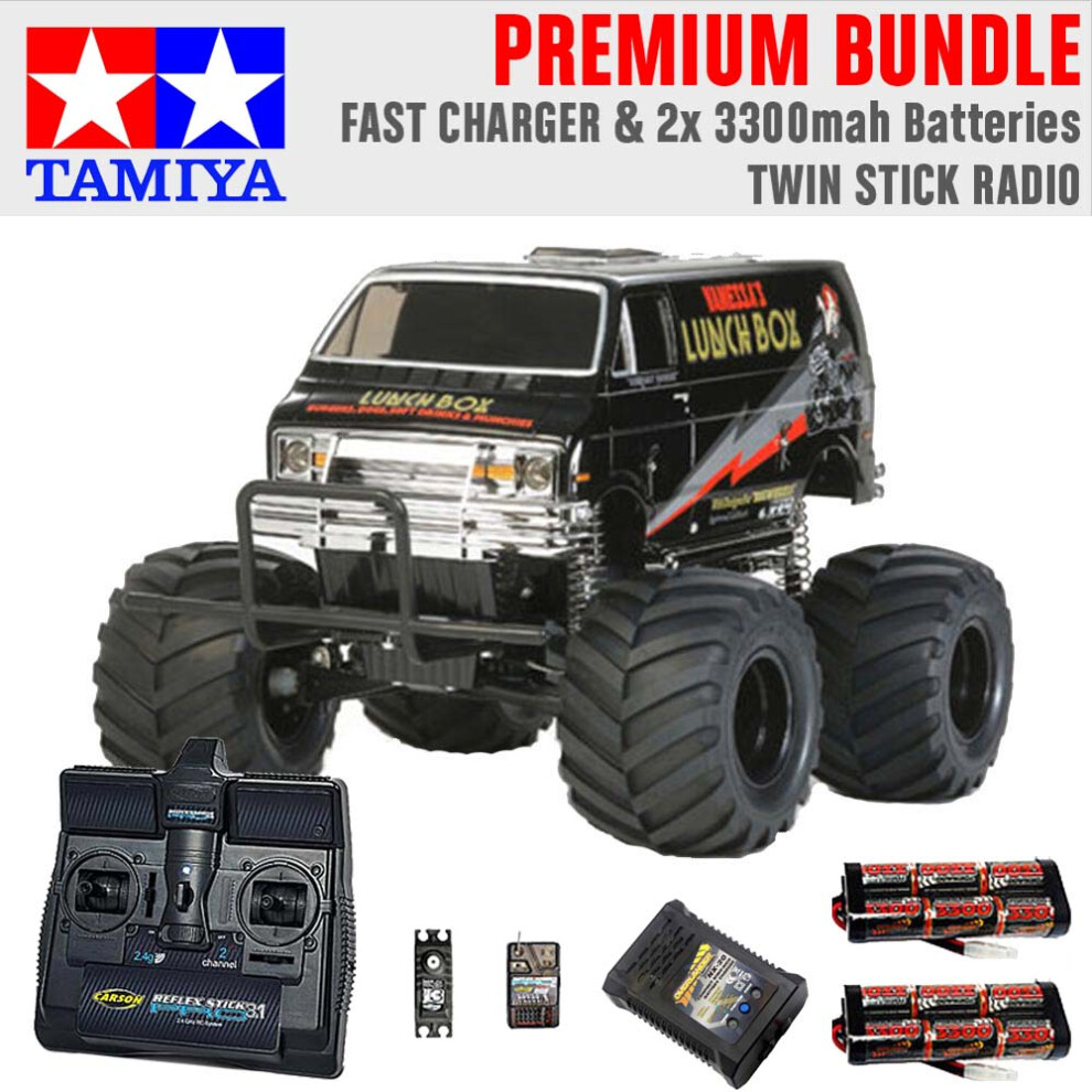 Tamiya Rc 58546 Lunch Box Black Edition 1:12 Premium Stick Radio Bundle