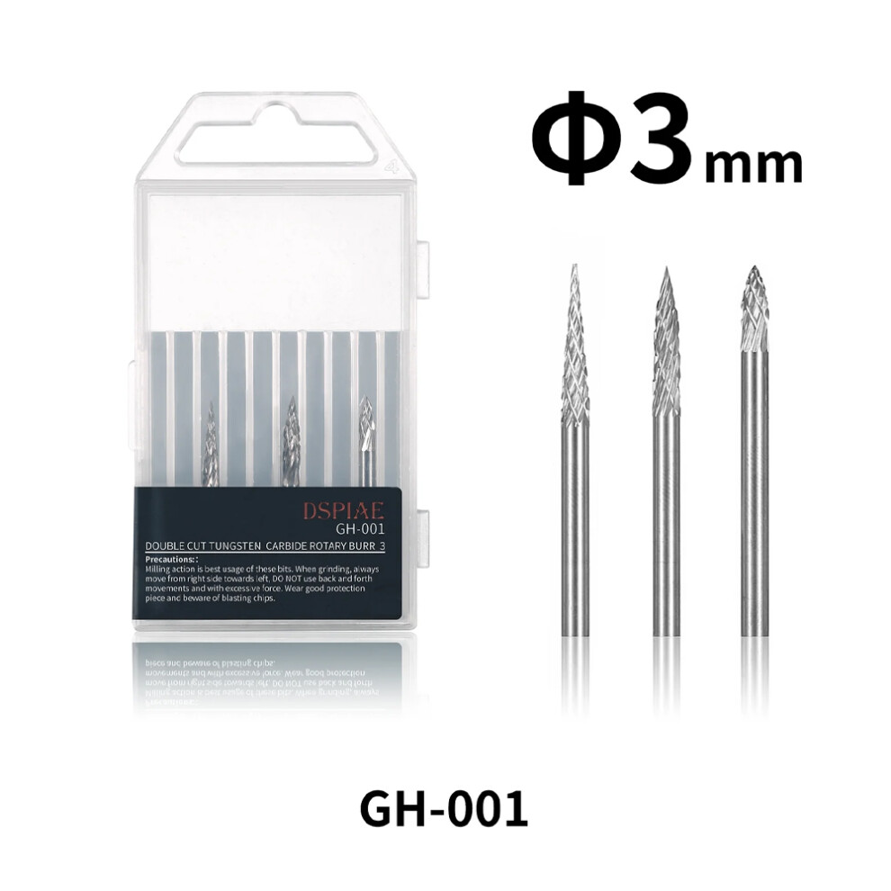 Dspiae Double Cut Tungsten Carbide Rotary Burr Bits 3Mm For Es-P Tool Gh-001 6977151542182