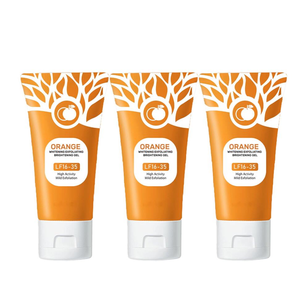 Orange Exfoliating Gel Face and Body Scrub, Gentle Enzyme Smooth Skin, 50ml 3pcs