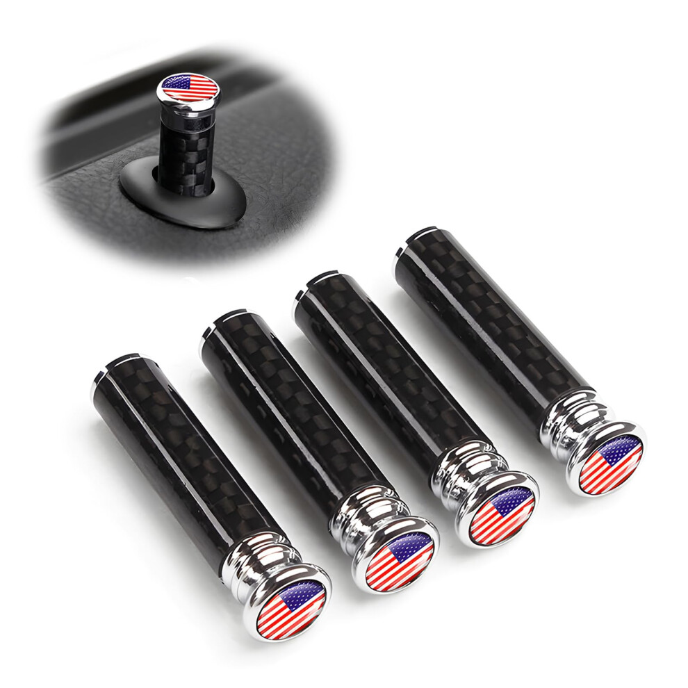 4Pcs Carbon Fiber American Flag Car Door Lock Knob Covers, Universal Fit For Cars Trucks Suvs 9169991685557