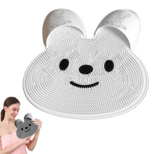 RabbitShaped NonSlip Silicone Foot Scrubber Mat with Drain Holes for Gentle Shower Cleaning