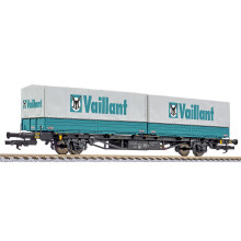 Liliput L235223 flat wagon, period IV, DB, Lgjs 571.1, 440 4 621-0, with 2 intermodal HO Gauge