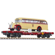 Liliput L235785 Flat Wagon with Bus "Salzburger Stadtwerke", ÖBB, Ep.IV HO Gauge