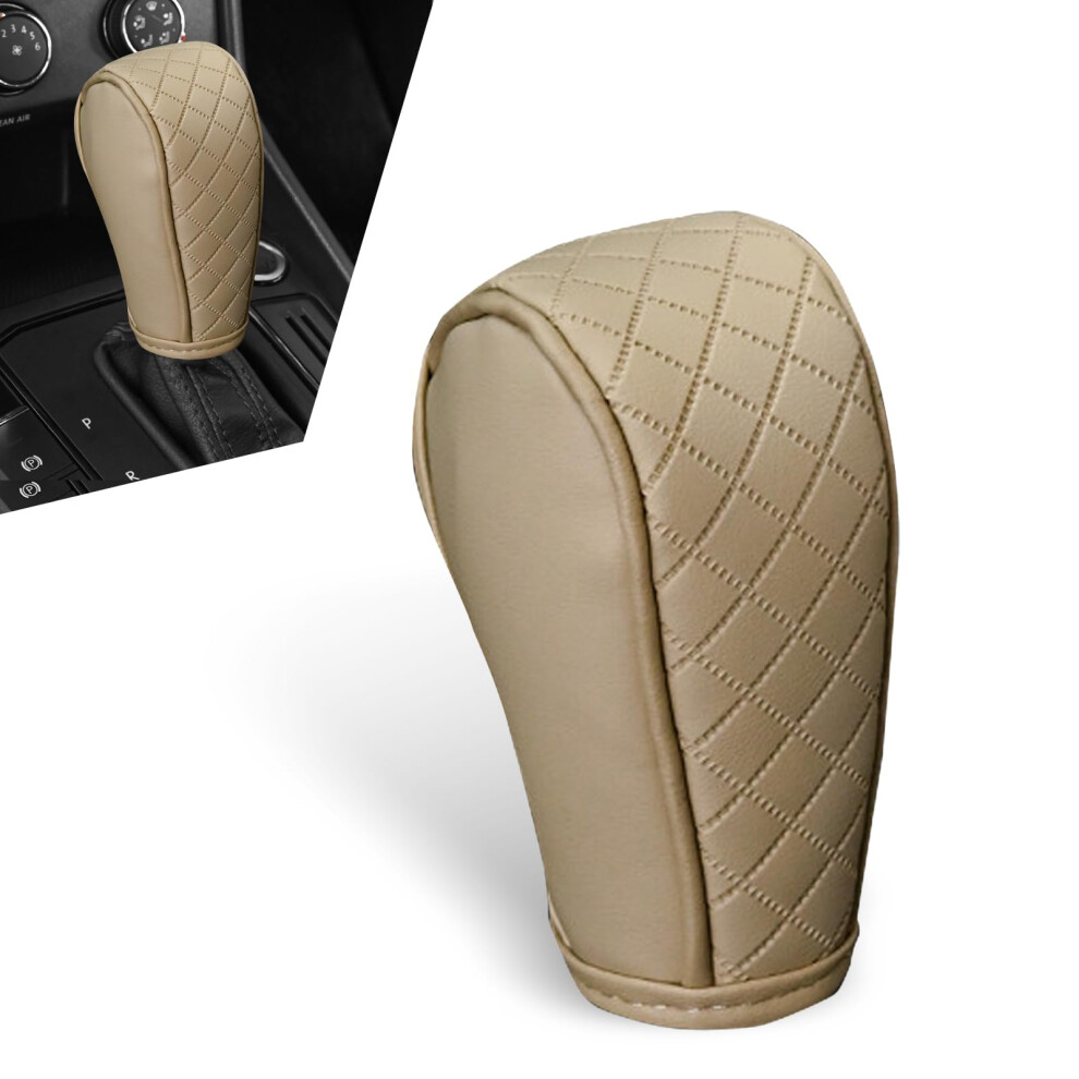 Universal Pu Leather Car Gear Shift Knob Cover Antislip Ergonomic Grip Protector 1Pc Beige 9455672030540