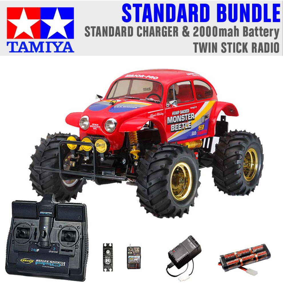 Tamiya Rc 58618 Monster Beetle 2015 Off Road 1:10 Standard Stick Radio Bundle