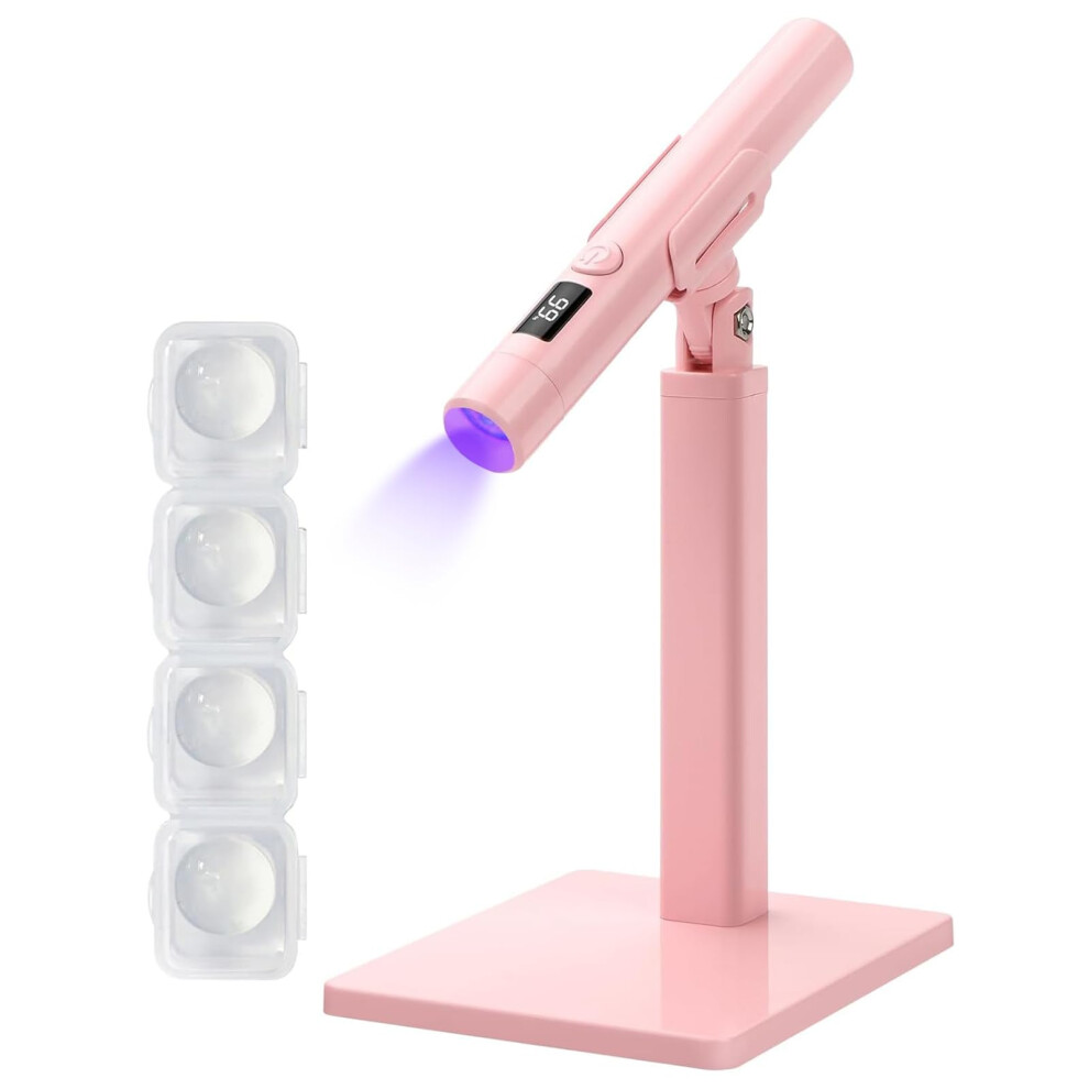 Portable UV LED Nail Lamp 2 in 1 with Silicone Stamper, USB Rechargeable Nail Dryer Pink