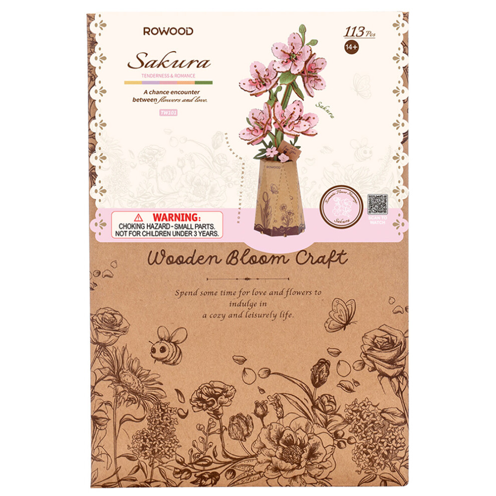 Rowood Robotime Sakura Wooden Flower Craft Kit Tw101