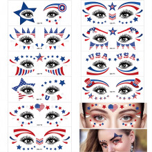 4th of July Temporary Tattoos for Kids and Adults USA Flag Stars Patriotic Face Body Art Stickers