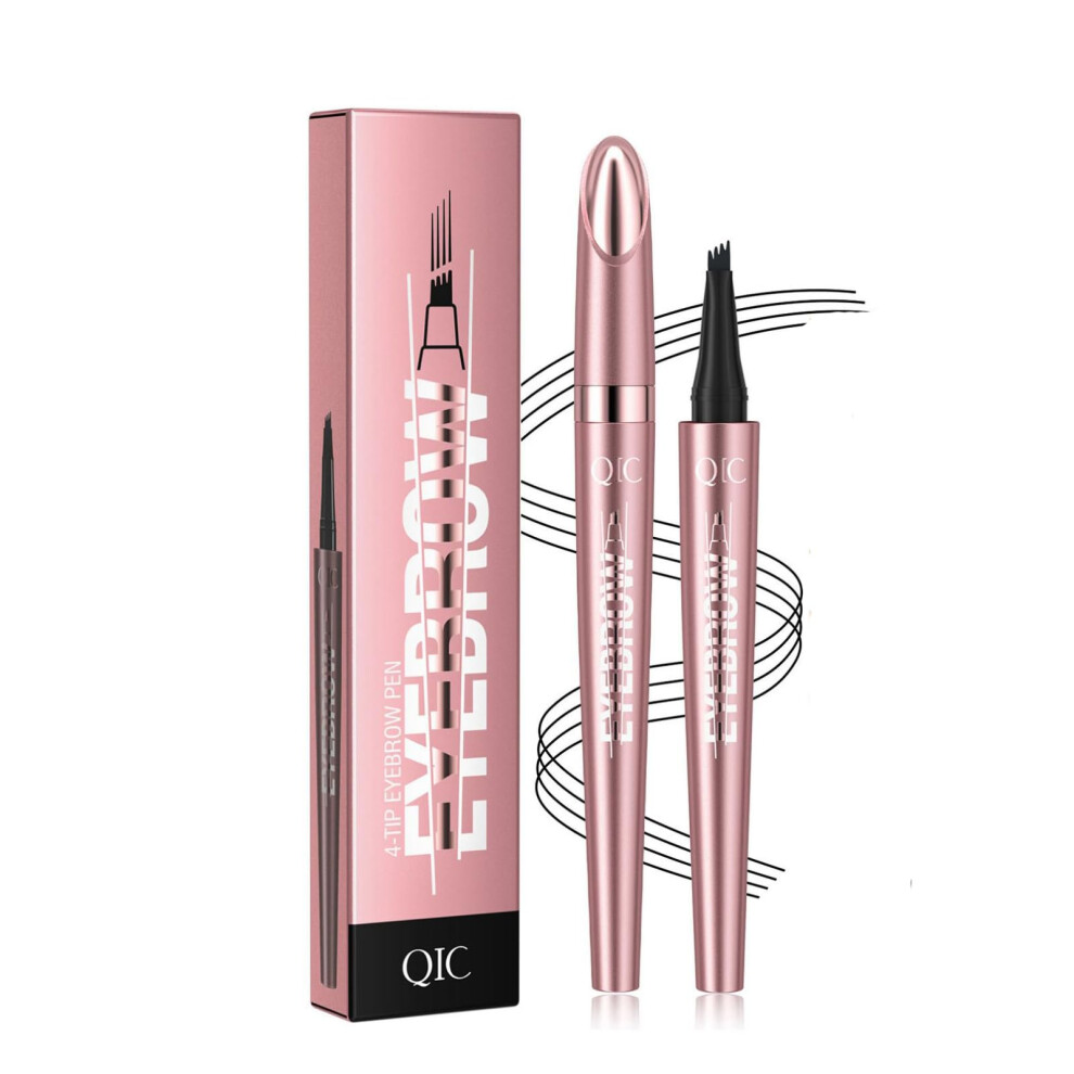 Gold Microblading Eyebrow Pencil 4 Fork Tip Waterproof Sweatproof For Natural Hairlike Strokes Rose 1#