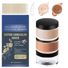 Tattoo Cover Up Makeup Waterproof Concealer, Full Coverage Sweatproof Formula, 2 Skin Shades for Scars, Birthmarks and Spots