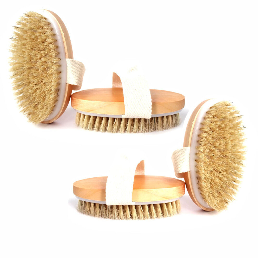 4 Pack Body Brush for Dry Brushing with Soft and Stiff Bristles, Bamboo Exfoliating Brush for Circulation and Cellulite