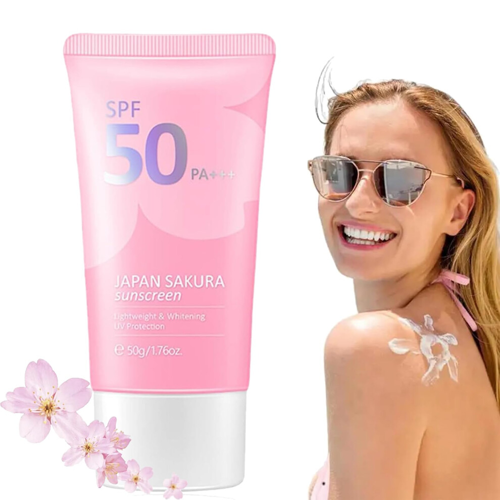 Cream Japan Sakura Sunscreen Spf50+ Broad Spectrum Water And Sweat Resistant Nongreasy 50G