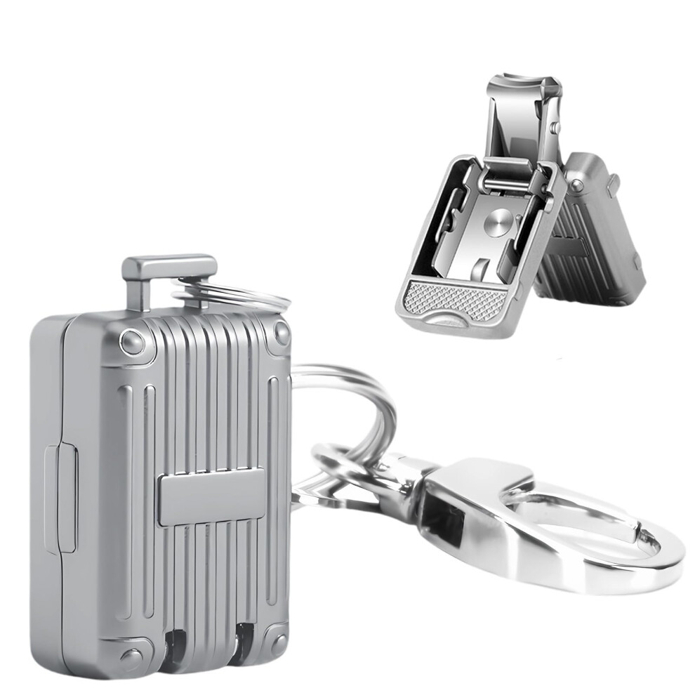 Grey Stainless Steel Travel Nail Clipper With Keychain, Compact Foldable Mini Trimmer For Home And Camping (Grey)