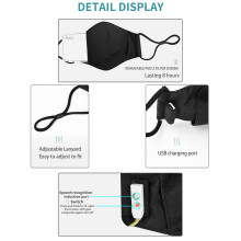 Copertura facciale attivata vocalmente LED, batteria da 450mAh, dimensioni 110x85mm, 17 modelli