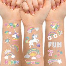 Glow in the Dark Waterproof Kids Temporary Tattoos Unicorn Dinosaur Pirate Animal Stickers