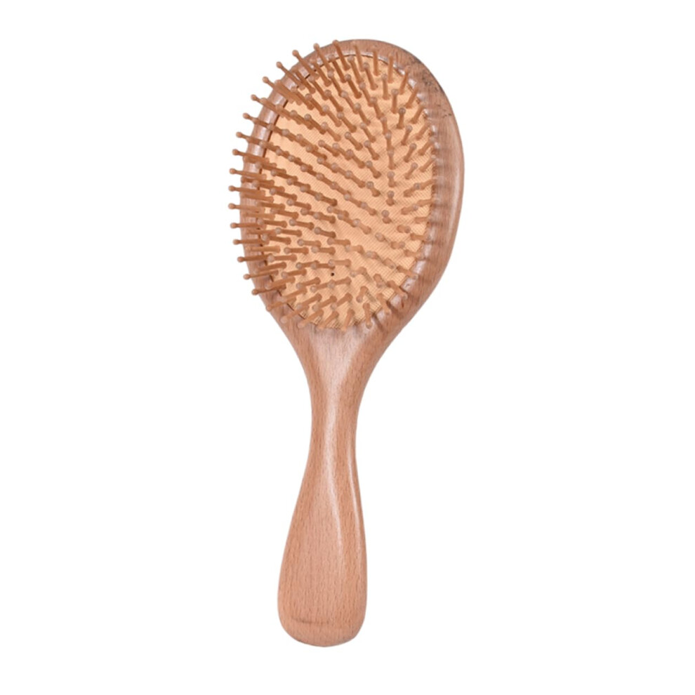 Wooden Hair Brush with Beech Bristles for Gentle Scalp Massage and AntiStatic Detangling