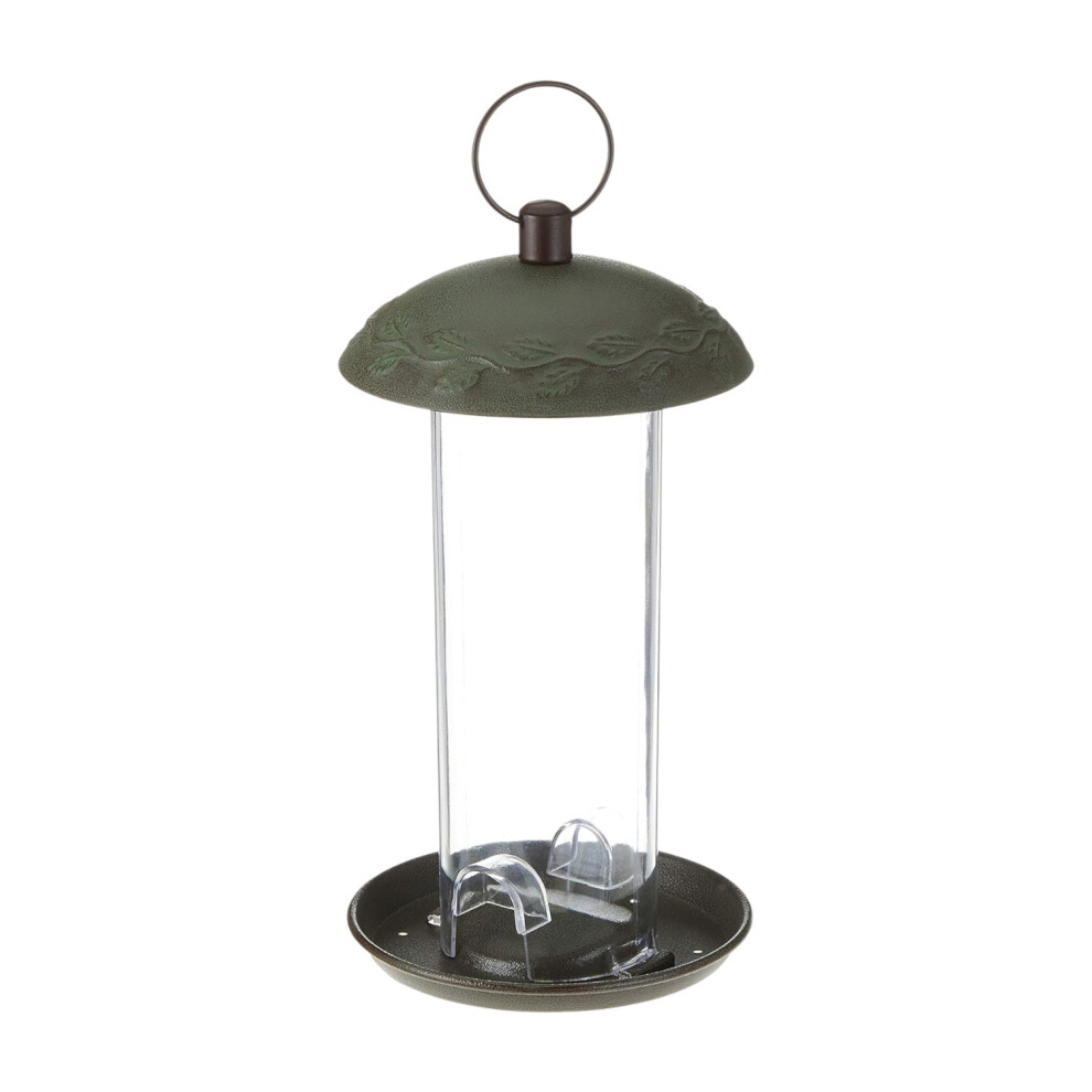 Peckish Secret Garden Metal Bird Seed Feeder Green
