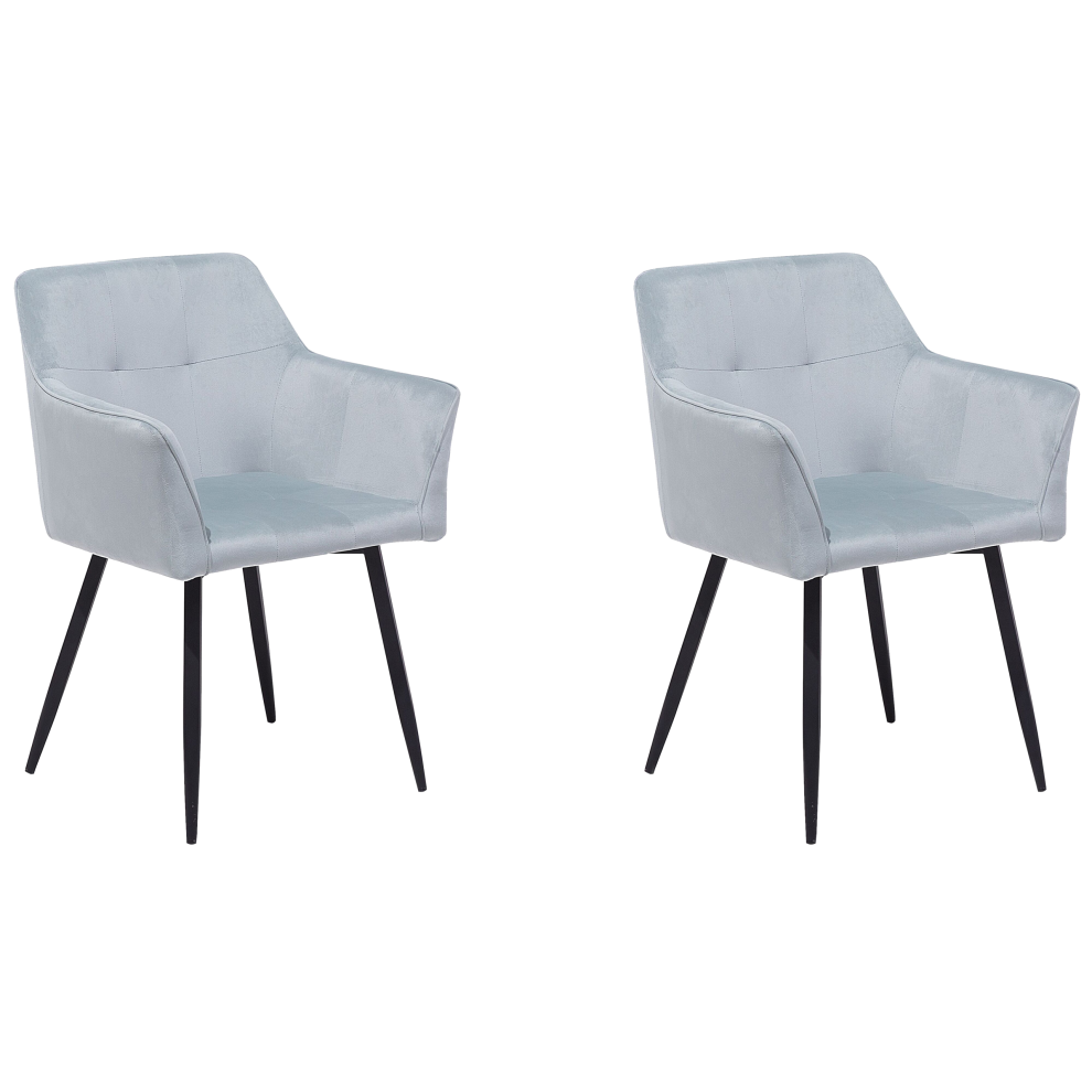 Set of 2 Dining Chairs JASMIN Velvet Light Grey