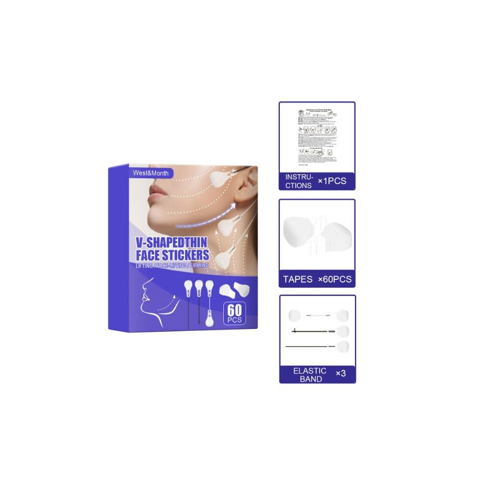 Face Lift Tape Invisible V Shaped with Elastic Lifting Ropes for Instant Lift and Double Chin