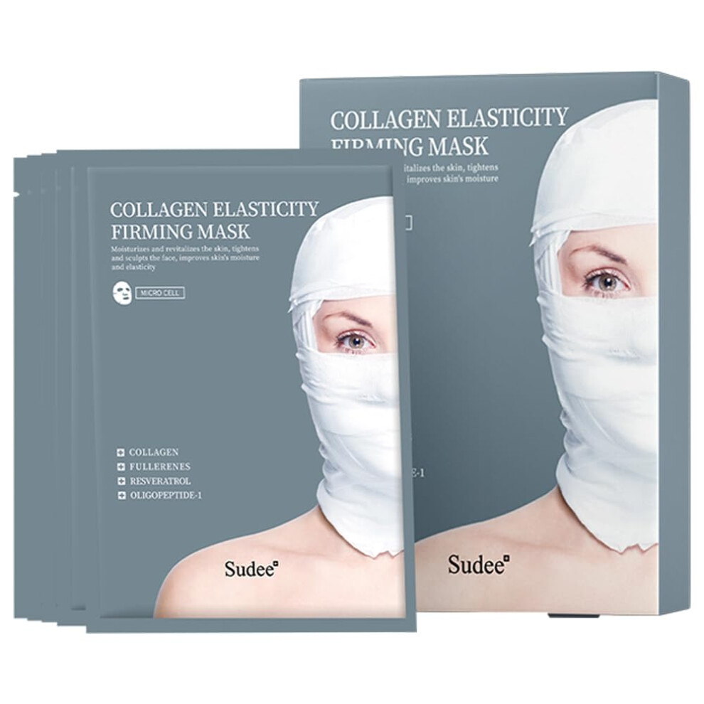 Korean Collagen Sheet Mask 5 Pack for Deep Hydration, Firming, AntiAging and Pore Minimizing