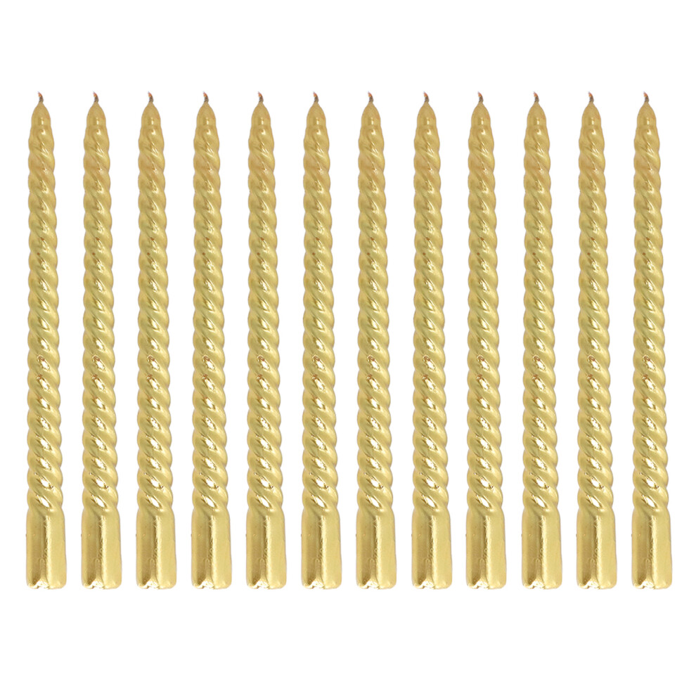 Clean Burning Taper Candles Smokeless Dripless Long Burn Time Elegant Design Unscented Metallic Luster Tapered Candlesticks Multi Use Wedding Decor