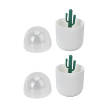 Dispenser per stuzzicadenti decorativo rimovibile a forma di cactus, con coperchio trasparente antipolvere, materiale ecologico, multiuso, ideale per