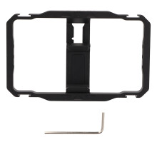 Stabilizzatore per smartphone per registrazioni video, gabbia universale a sgancio rapido con attacchi a slitta e clip per power bank, design leggero