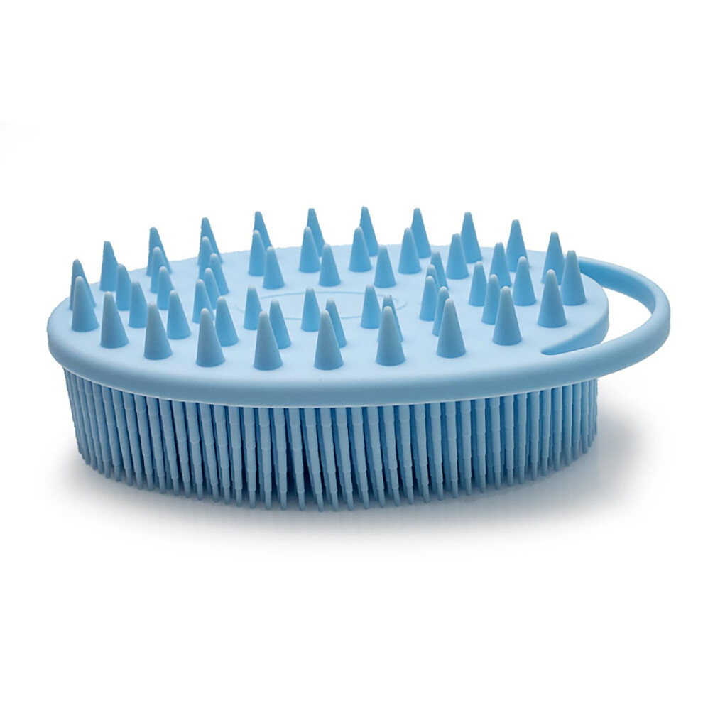 Blue Silicone Bath Brush Dualsided Massage Shower Scrubber With Soft Exfoliating Bristles For Adults And Kids