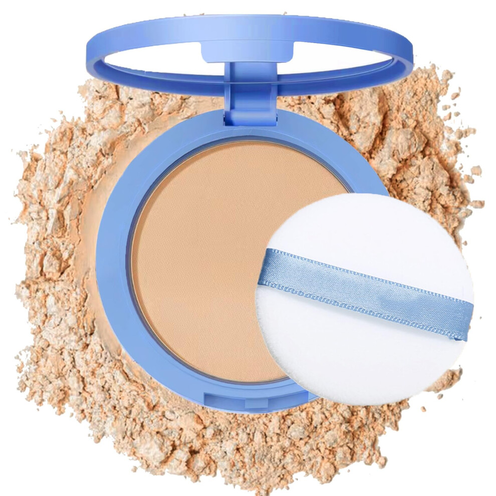 Beige Face Powder Natural Pressed Setting Powder Longlasting Oil Control Matte Finish 0.35Oz