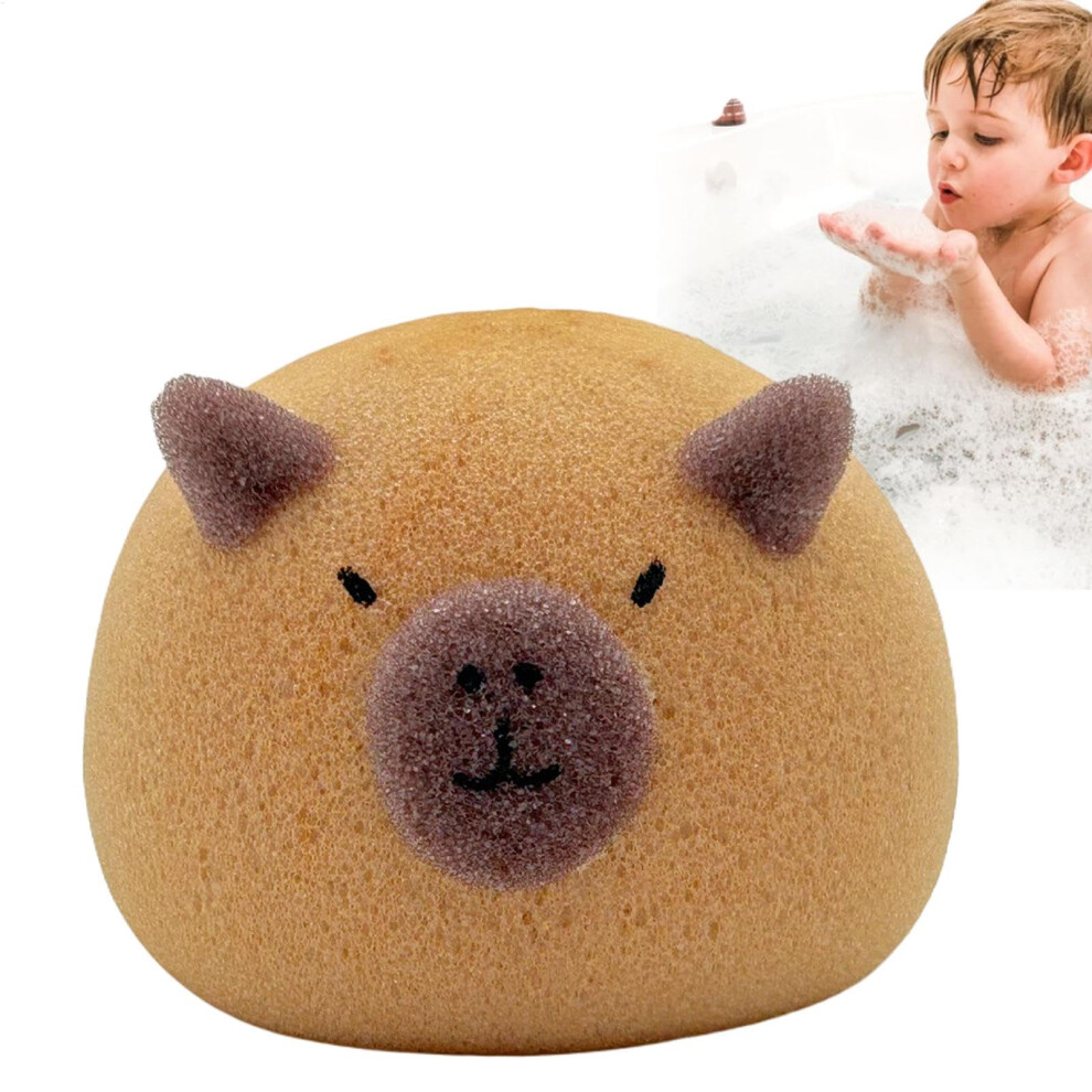 Cartoon Capybara Bath Sponge for Kids and Adults, Soft Body Exfoliating Shower Sponge with Gentle Touch